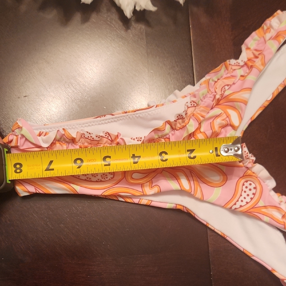 Pink Orange Patterned Ruffle Bikini Set - Picture 10 of 14